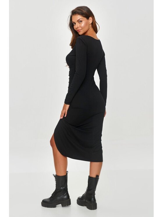 Makadamia Makadamia Sukienka codzienna M837 Czarny Shaped Fit