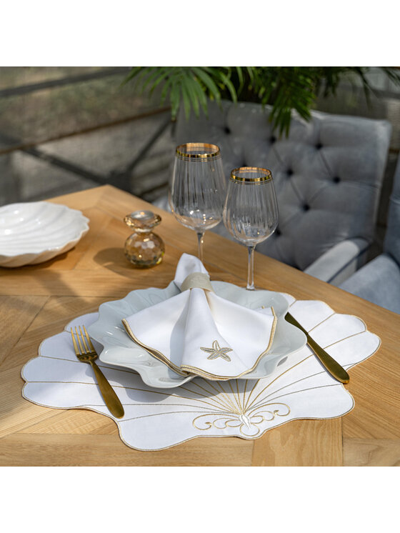 Roseberry Home Roseberry Home Podkładka na stół Haftowane Seashell w kształcie muszli Czarny