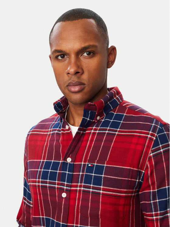 Tommy Hilfiger Tommy Hilfiger Camicia Hero Flannel MW0MW44592 Rosso scuro Regular Fit