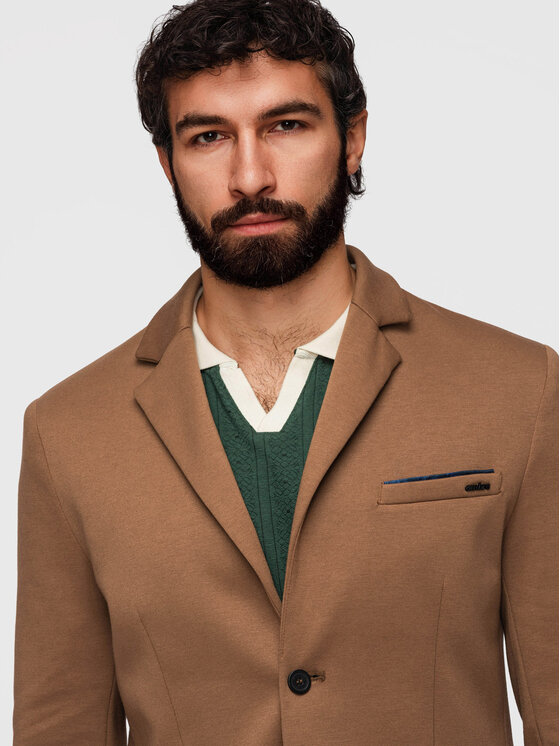 Ombre Ombre Marynarka M170 Brązowy Slim Fit
