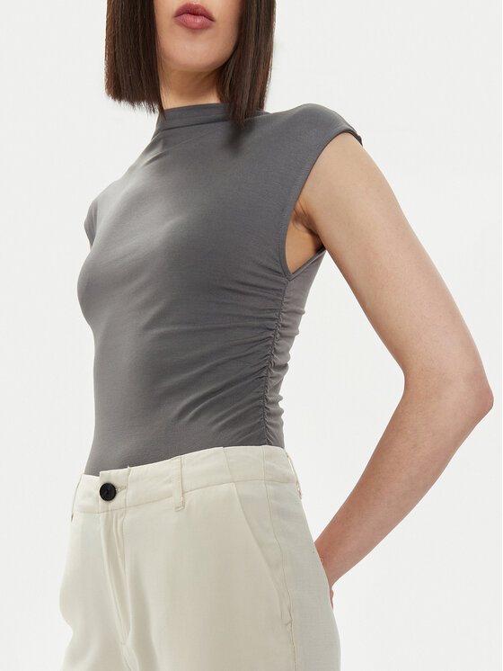 Gina Tricot Gina Tricot топ 20883 Сив Slim Fit