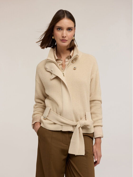 Motivi Motivi Sweter M502W003604N021 Kremowy Regular Fit