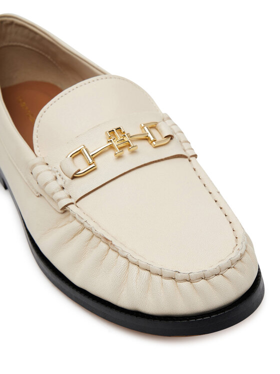 Tommy Hilfiger Tommy Hilfiger Halbschuhe Soft Leather Horsebit Loafer FW0FW08414 Écru