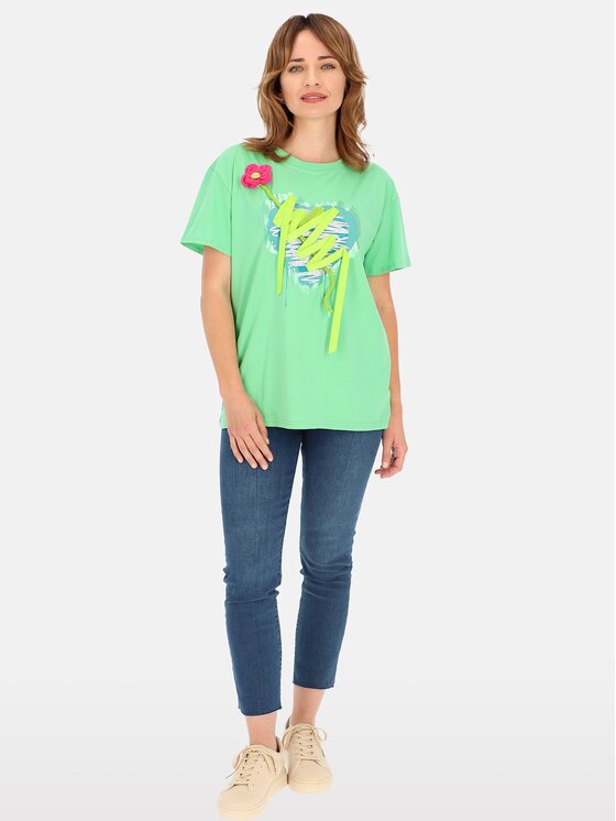 Perso Perso T-Shirt TCE245099F Zielony Regular Fit