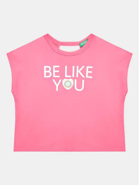 United Colors Of Benetton United Colors Of Benetton T-Shirt 3096C10BW Růžová Regular Fit