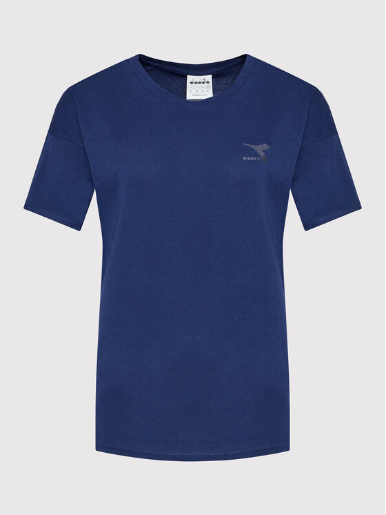 Maglietta Diadora Donna A Maniche Corte, Modello Chromia, In Cotone, Vestibilità Comoda, Colore DEEP COBALT BLUE, Taglia L