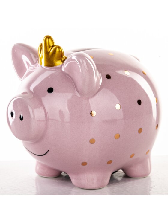 MIAhome MIAhome Skarbonka ceramiczna - 11x11x9 cm świnka PIGGY Kolorowy