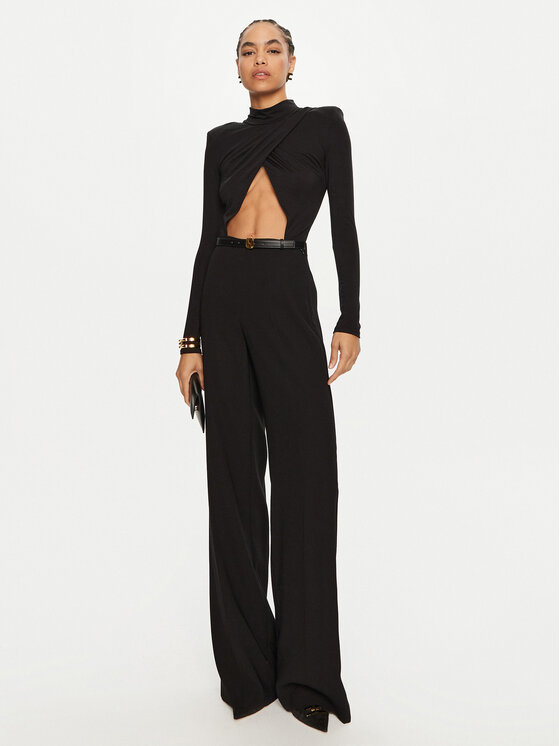 Elisabetta Franchi Elisabetta Franchi Riidest püksid PA-061-47E2-V300 Must Regular Fit