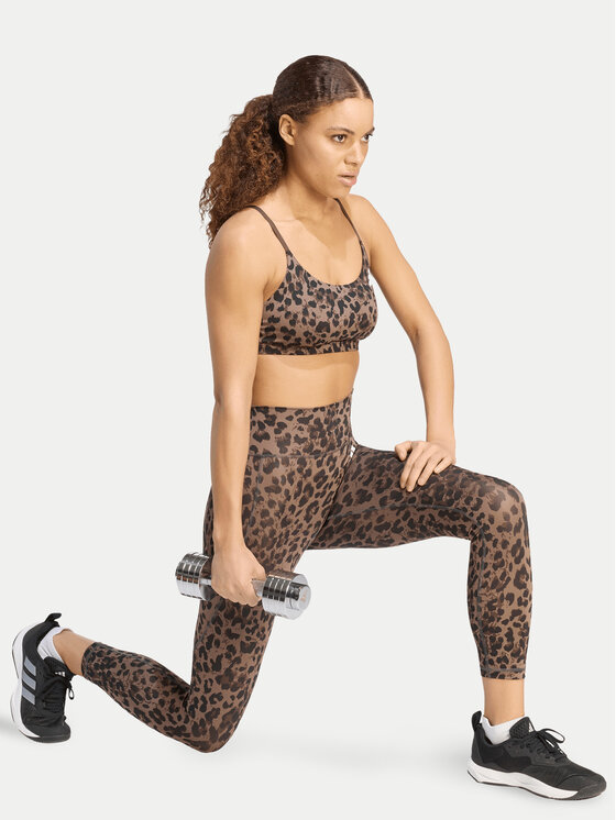 adidas adidas Legginsy Optime Essentials 3-Stripes KZ2520 Brązowy Slim Fit