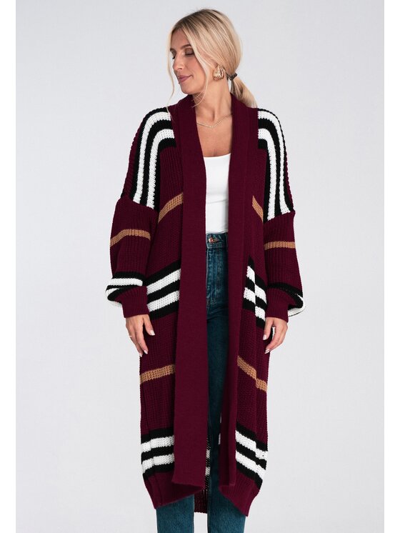 FIGL FIGL Kardigan M1246 Bordowy Regular Fit