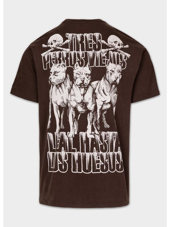 PITBULL PITBULL T-Shirt TRES PERROS VIEJOS Brązowy Regular Fit