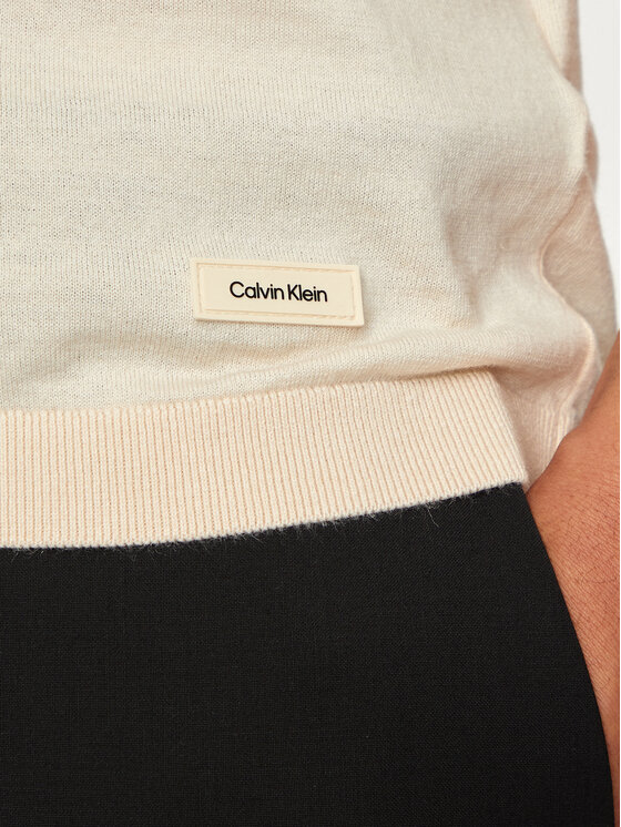 Calvin Klein Calvin Klein Тениска с яка и копчета K10K113053 Бежов Regular Fit