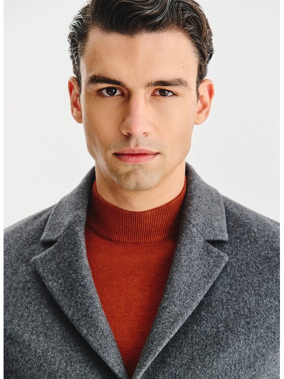 Pako Lorente Pako Lorente Płaszcz wełniany P25WF-7X-020 Szary Classic Fit