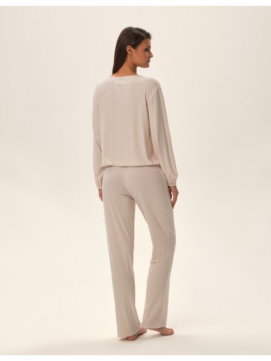 Esotiq Esotiq Piżama 42059 Beżowy Regular Fit