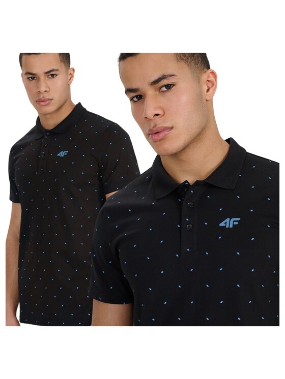 4F 4F Polokošeľa 4FWSS25TPTSM703-20S Čierna Regular Fit