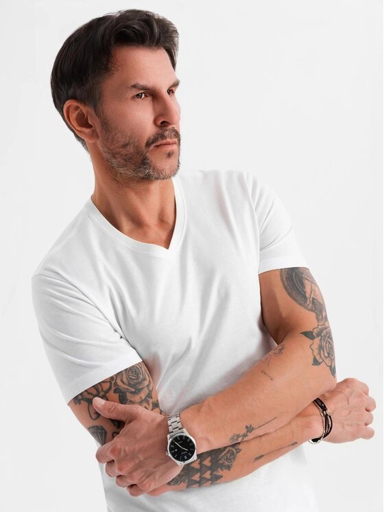 Ombre Ombre T-Shirt OM-TSBS-0237 Biały Regular Fit