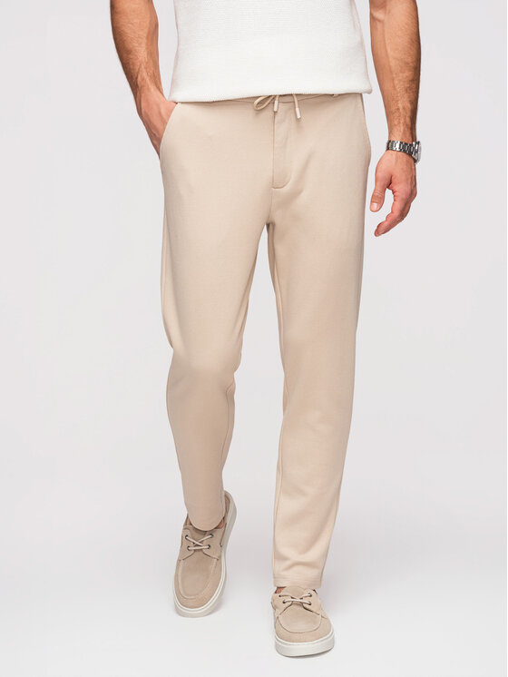 Ombre Ombre Spodnie materiałowe OM-PACP-0292 Beżowy Carrot Fit