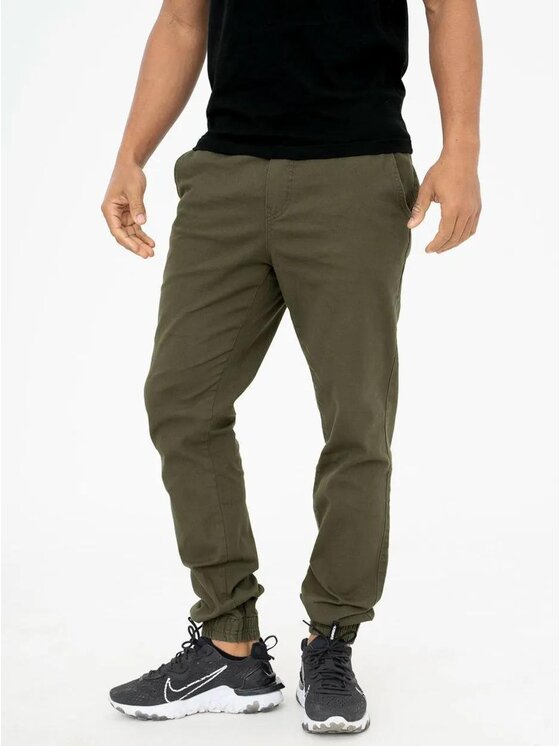 Jigga Wear Jigga Wear Spodnie materiałowe Spodnie Materiałowe Jogger Męskie Oliwkowe / Czarne Jigga Crown S Khaki Regular Fit