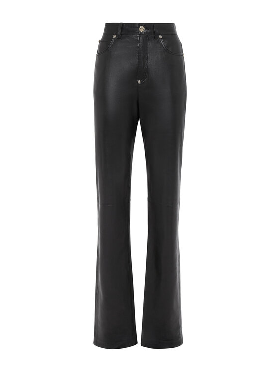 PHILIPP PLEIN PHILIPP PLEIN Spodnie skórzane 2637 Czarny Long Fit