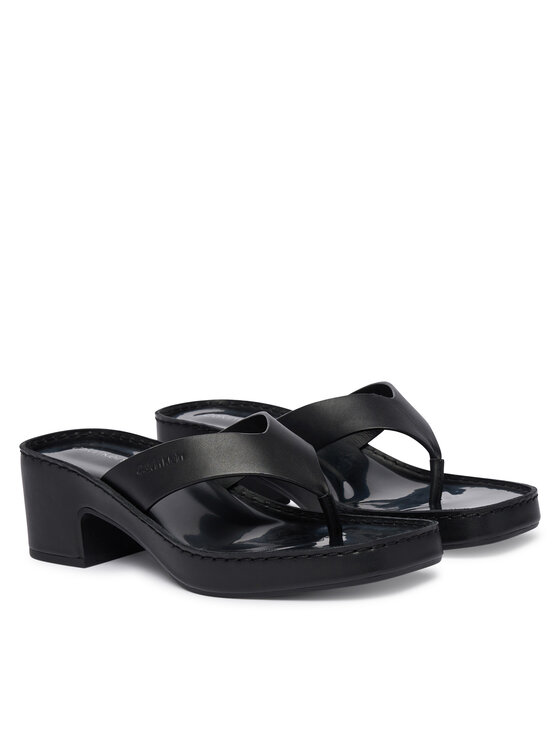 Calvin Klein Calvin Klein Žabky Block Heel Sndl Thong Lth HW0HW02913 Čierna