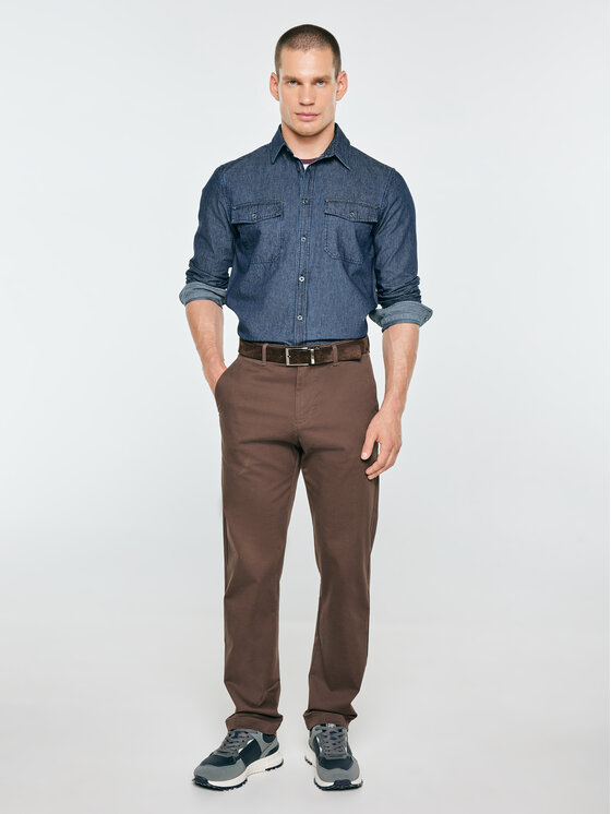 BIG STAR BIG STAR Chinosy TREVORE Brązowy Basic Fit