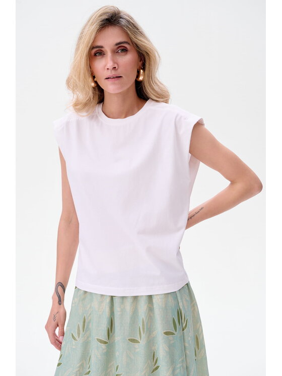 blue shadow blue shadow Bluzka Vitto Écru Regular Fit