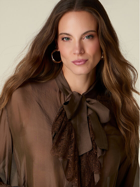 Oltre Oltre Koszula 5069J000902N027 Brązowy Regular Fit