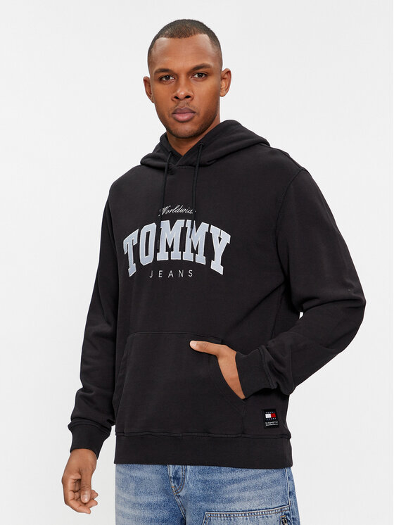 Tommy Jeans Džemperis ar kapuci Varsity DM0DM18401 Melns Regular Fit