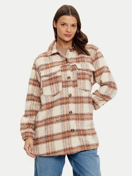 Roxy Roxy Geacă Check The Swell IIII ERJJK03615 Bej Relaxed Fit