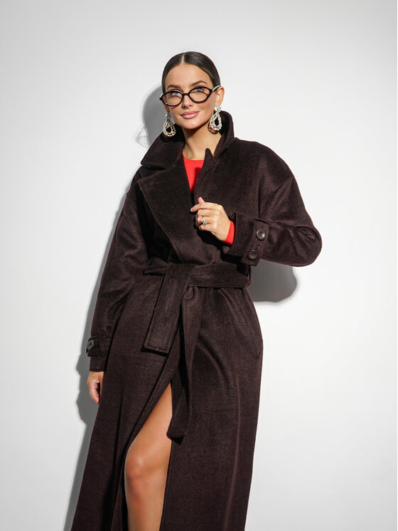 LilaLou LilaLou Płaszcz przejściowy City Brązowy Oversize