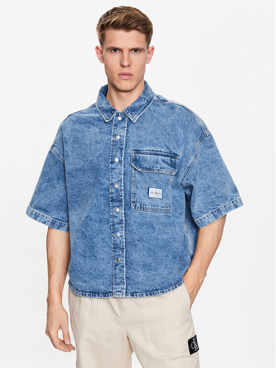 calvin klein jeans chemise en jean j30j322775 bleu regular fit