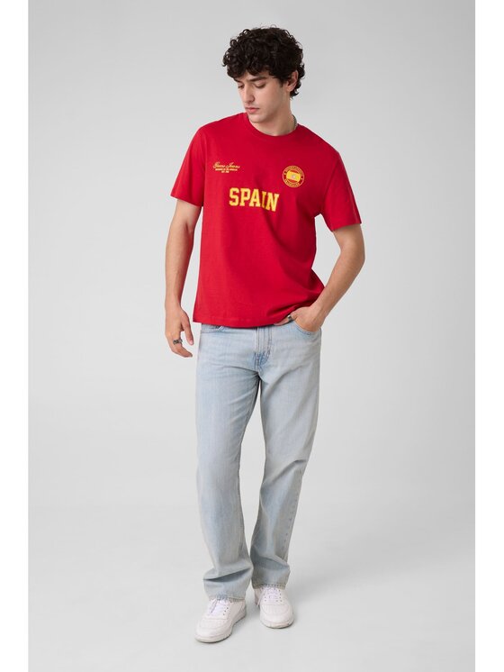 Guess Jeans Guess Jeans T-Shirt 183094 Červená Classic Fit