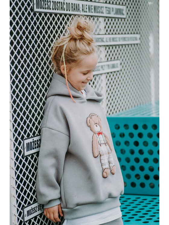 Bejbi Story Bejbi Story Bluza Bluza oversize Arthur Teddy z kapturem Szary Oversize