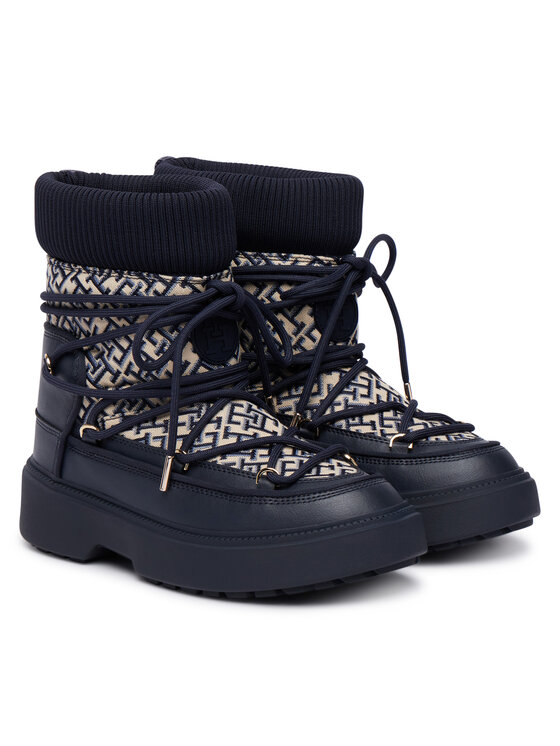 Tommy Hilfiger Tommy Hilfiger Lumesaapad Monogram Water Resist Snow Boot FW0FW09491 Tumesinine