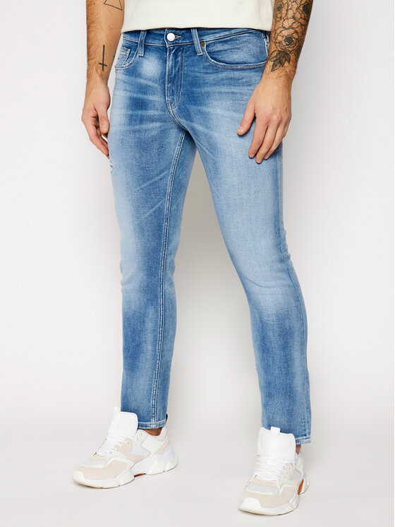Tommy Jeans Prigludę (Slim Fit) džinsai Scanton Heritage DM0DM08006 Mėlyna  Slim Fit • Modivo.lt
