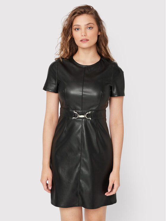 Marella Marella Рокля от имитация на кожа Avocado 36260128 Черен Slim Fit