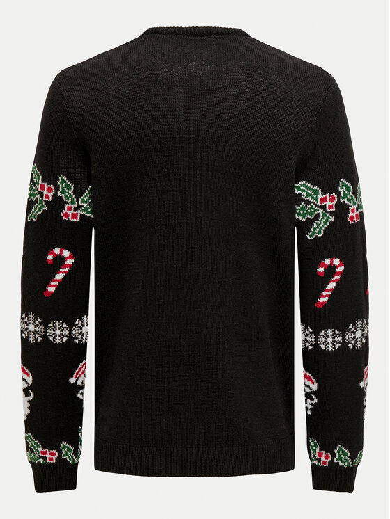 Only & Sons Only & Sons Sweter Xmas 22031171 Czarny Regular Fit