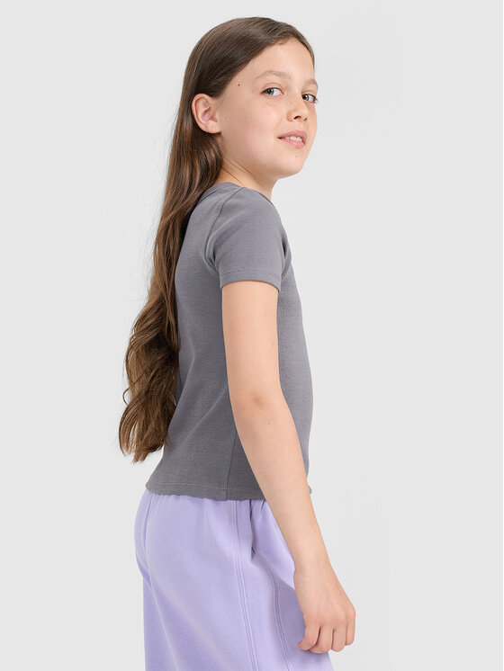 4F 4F T-Shirt BASIC+ Szary ciemny Slim Fit