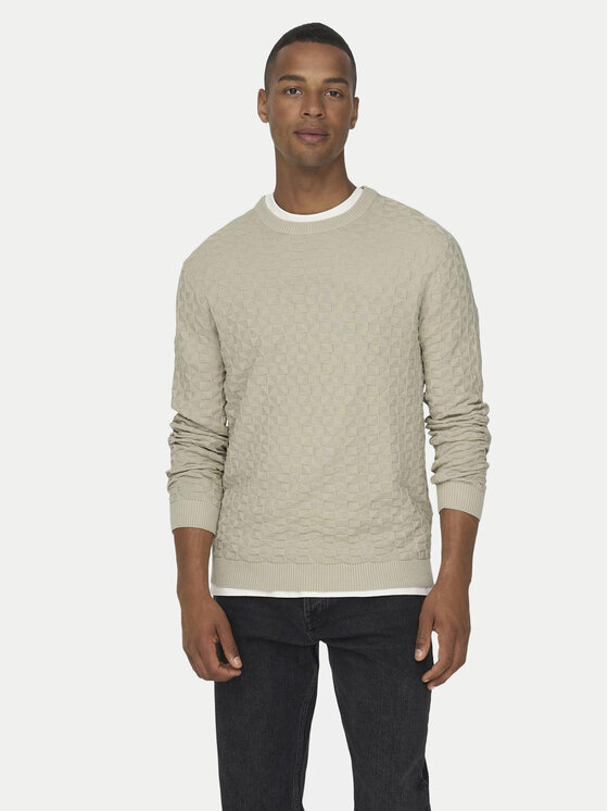 Only & Sons Pulover 22026559 Bej Regular Fit