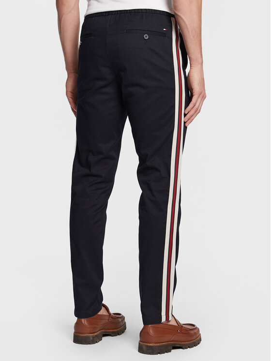 Tommy Hilfiger Tommy Hilfiger Pantaloni di tessuto Chelsea Pull On Side Tape MW0MW29098 Blu scuro Relaxed Fit