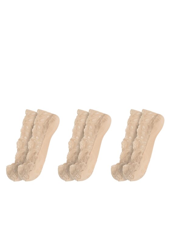 Set de 3 perechi de șosete scurte de damă JENNY 4WB-002-AW23 (3-pack) Bej