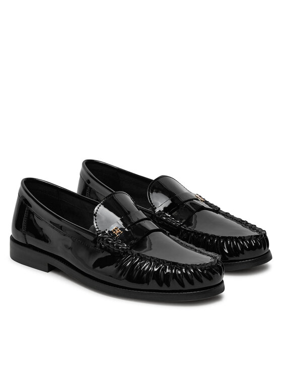 Tommy Hilfiger Tommy Hilfiger Čevlji brez vezalk Loafer Mit Label-Detail FW0FW08565 Črna