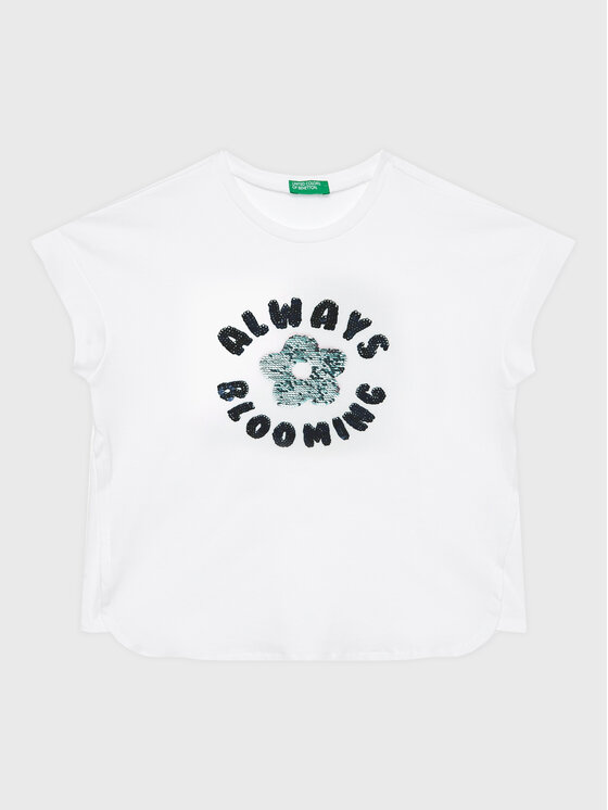 United Colors Of Benetton Tricou 3096C10AQ Alb Boxy Fit