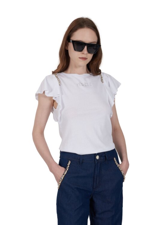 Yes Zee Yes Zee T-shirt Tshirt donna Bianco Regular Fit