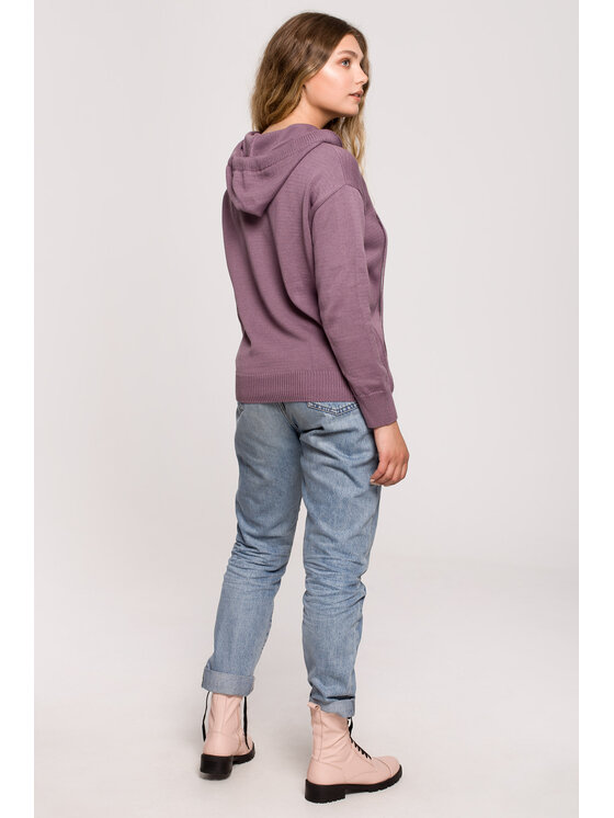 BeWear BeWear Sweter BK073 Fioletowy Modern Fit