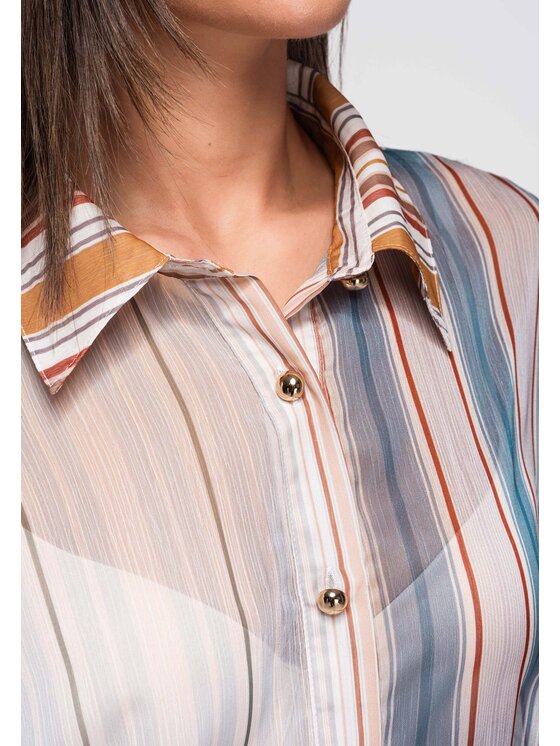 Ombre Ombre Koszula OW-SH-E0051 Pomarańczowy Loose Fit