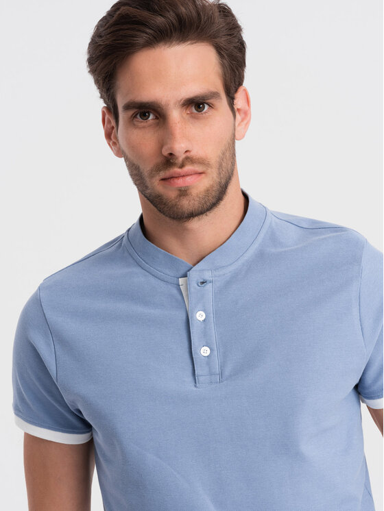 Ombre Ombre T-Shirt OM-TSCT-0156 Modrá Regular Fit