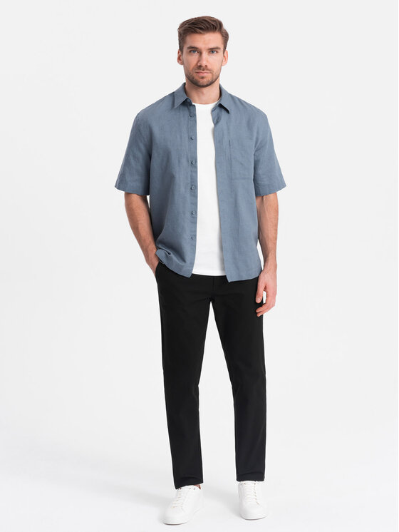 Ombre Ombre Chinosy OM-PACP-0186 Czarny Slim Fit