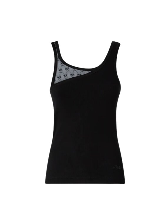 PINKO PINKO Top CUPBOARD CANOTTA COSTINA + PIZ Czarny Regular Fit