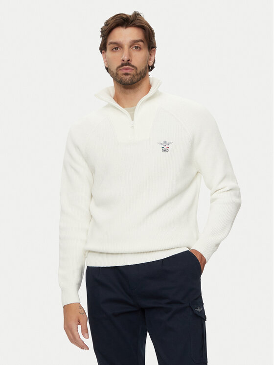 Aeronautica Militare Pulover 242MA1509L529 Alb Regular Fit